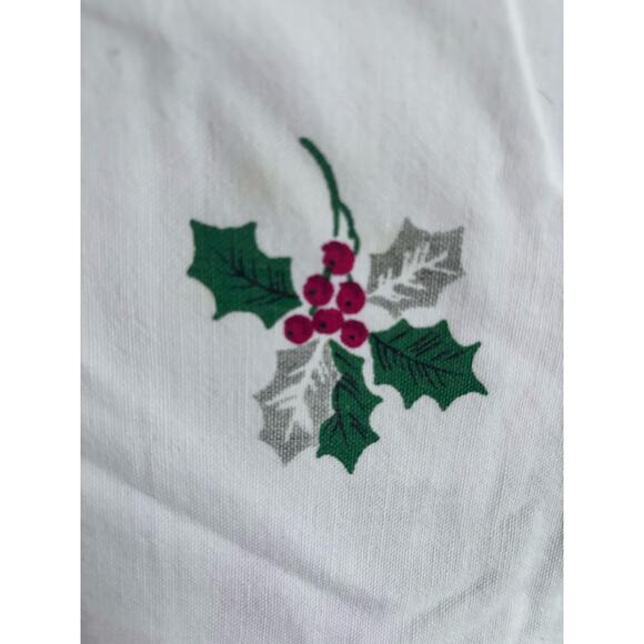Vintage Linen Christmas Poinsettia Tablecloth 50” X 64” FLAWED - Picture 5 of 9